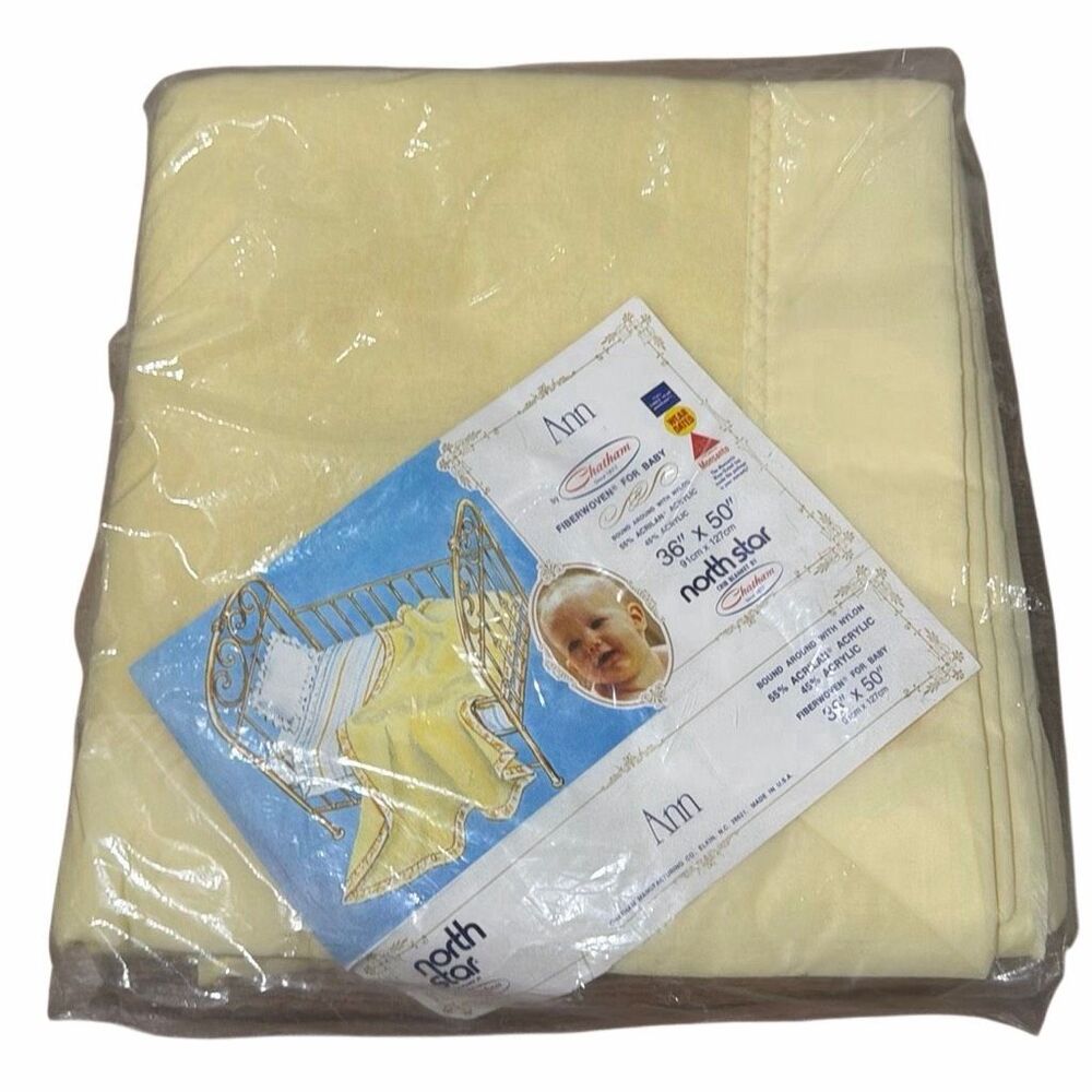 North Star by Chatham Baby Crib Blanket 36x50 NOS Sealed Acrylic Satin Trim VTG